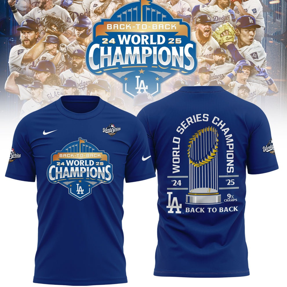 Dodgers Back To Back Champions T-Shirt 24 25 World Series Champions LA Back To Back Merch-1