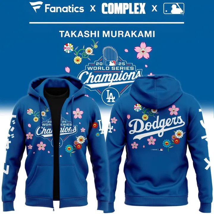 Dodgers Back To Back Champions Zip Hoodie LA World Series Champions Takashi Murakami Ideas-1