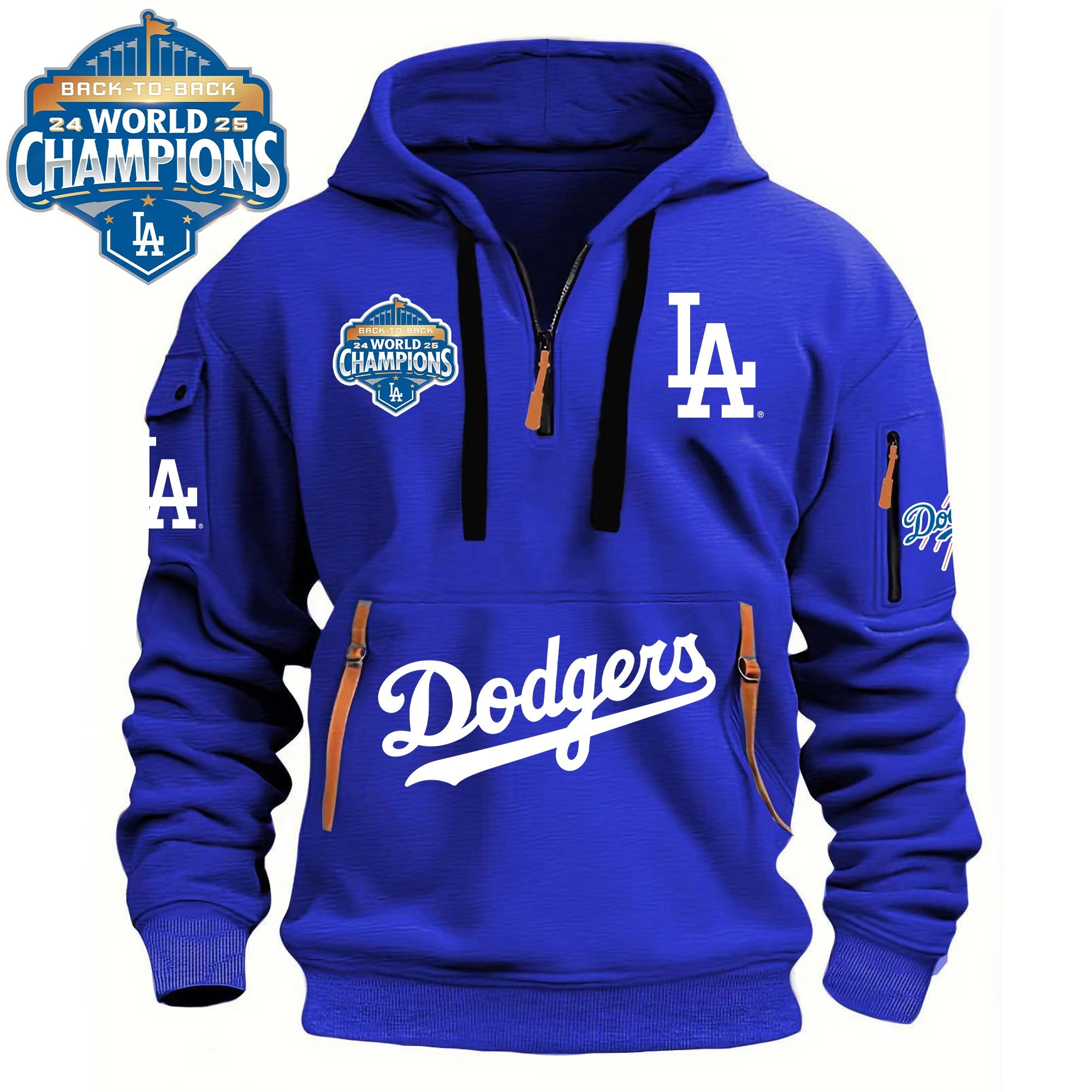 Dodgers Back To Back Quarter Zip Hoodie LA Dodgers 24 World 25 Championship Ideas For Fan-1