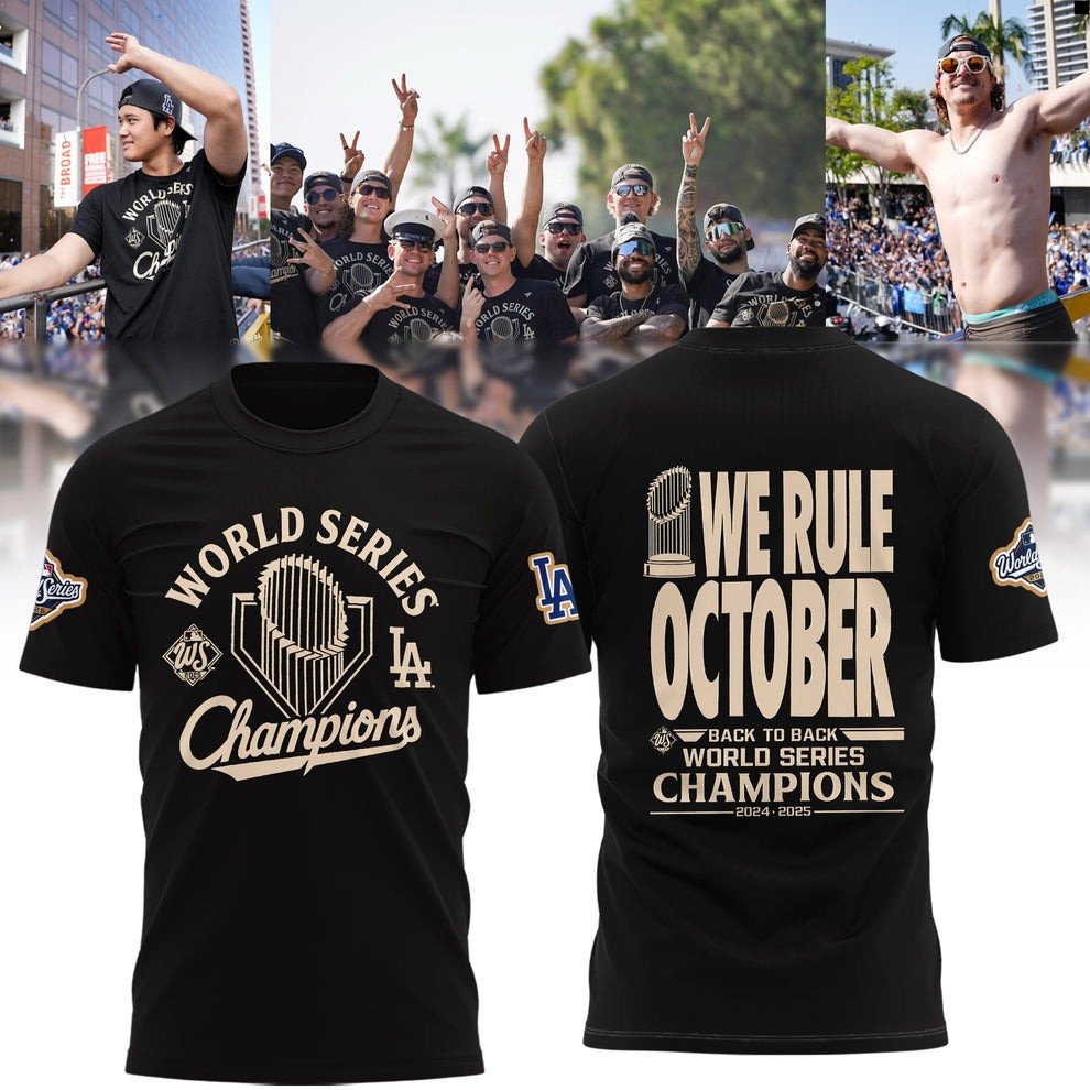 Dodgers Back To Back T-Shirt World Series La Champions We Rule October 2024 2025 For Fan-1 Dodgers Back To Back T-Shirt World Series La Champions We Rule October 2024 2025 For Fan-1