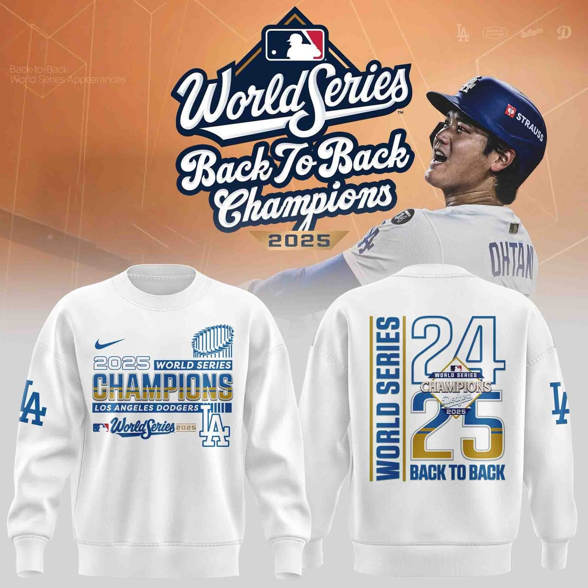 Dodgers Back To Back World Series Champs Sweatshirt World Series Champions Dodgers Fan Gear-1