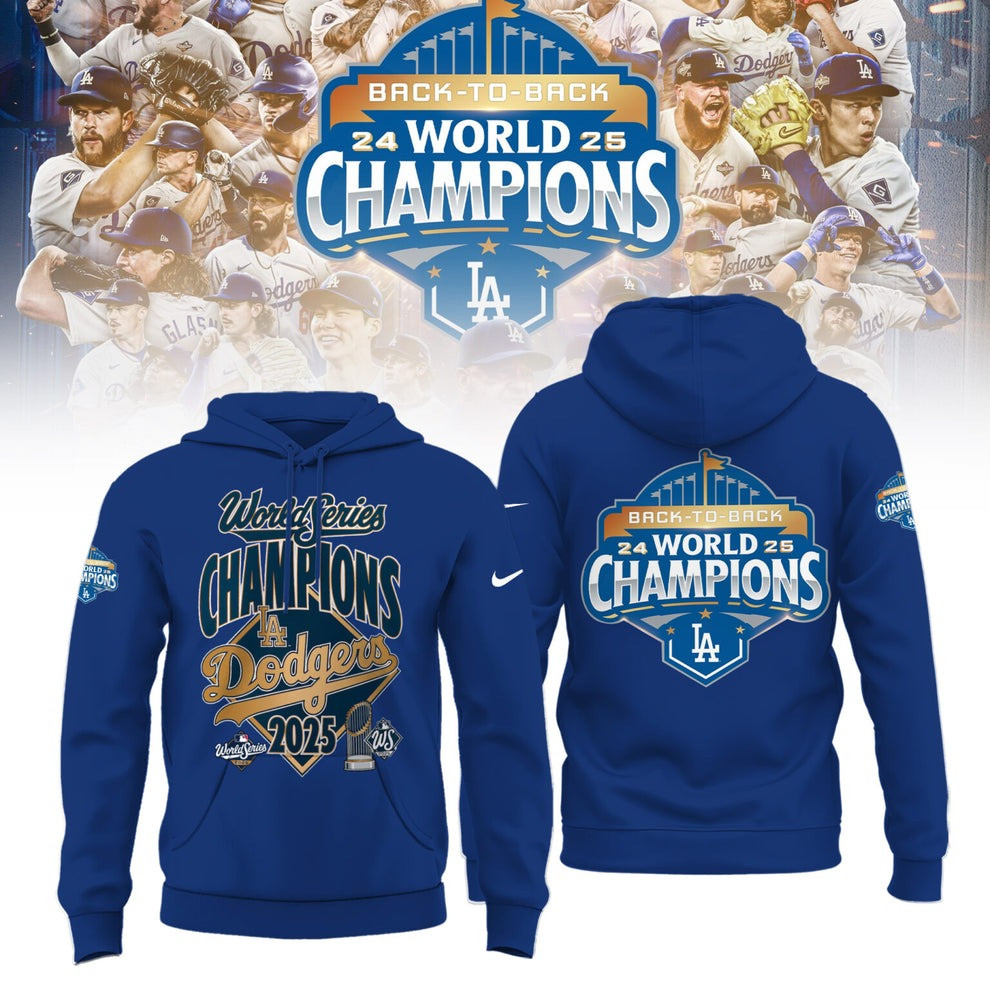 Dodgers Championship Hoodie World Series 2025 Back To Back World Champions LA Merch For Fan-1