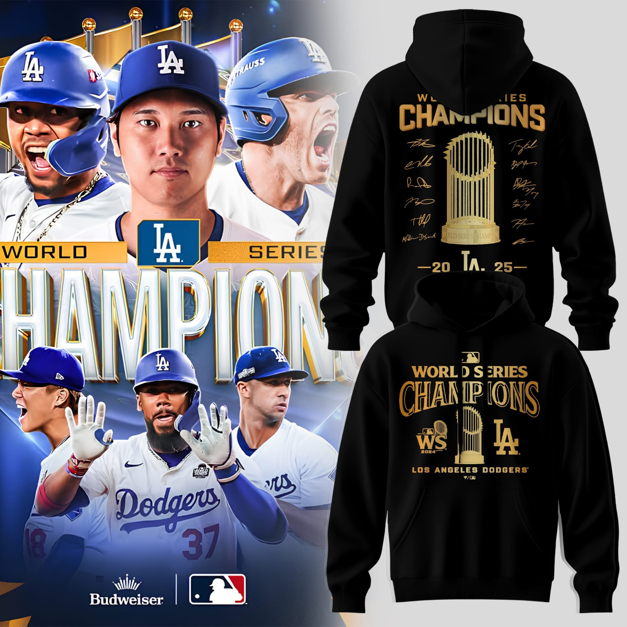 Dodgers Championship Hoodie World Series Champions WS LA Dodgers 2025 Fans Merch Ideas-1