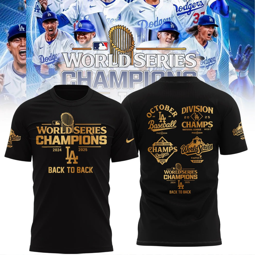 Dodgers Championship T-Shirt LA Back To Back World Series Champs Awesome Merch Idea For Fan-1