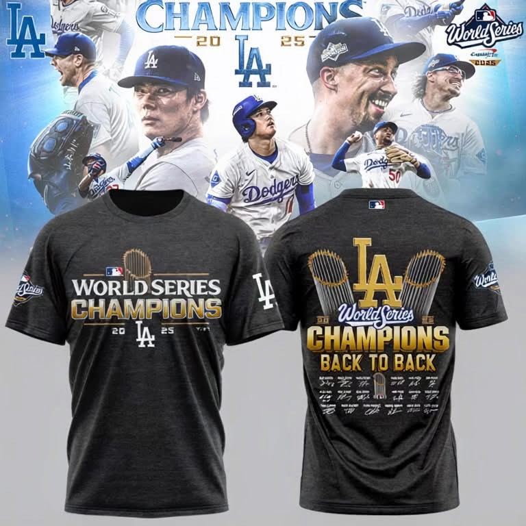 Dodgers Championship T-Shirt LA World Series Champions Back To Back Apparel Ideas For Fan-1