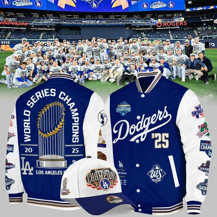 Dodgers World Series Bomber Jacket And Hat WS 2025 LA World Series Champions Gifts For Him-1