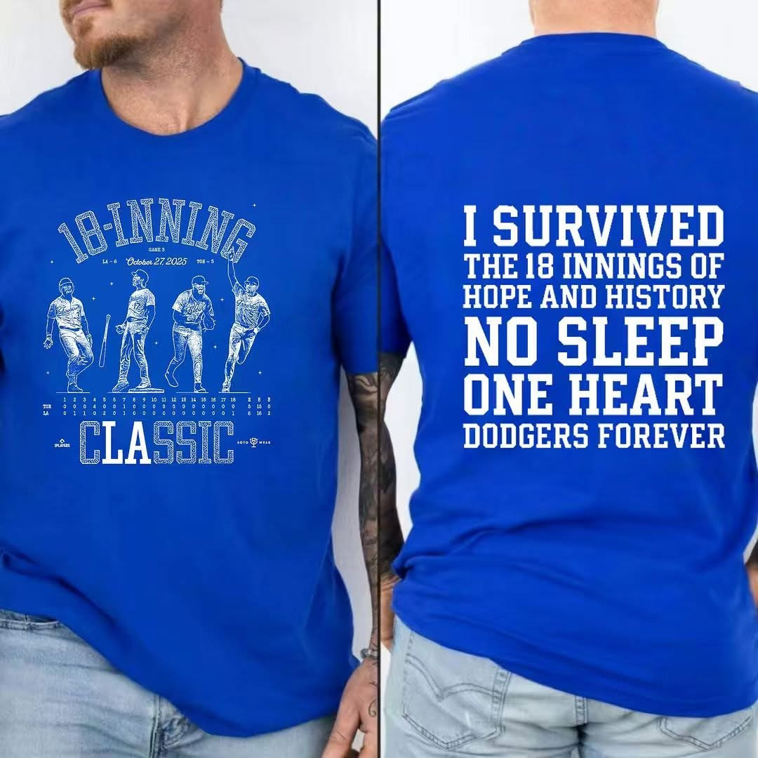 Dodgers World Series Champions 2025 Shirt I Survived The 18 Innings Classic T-Shirt-1