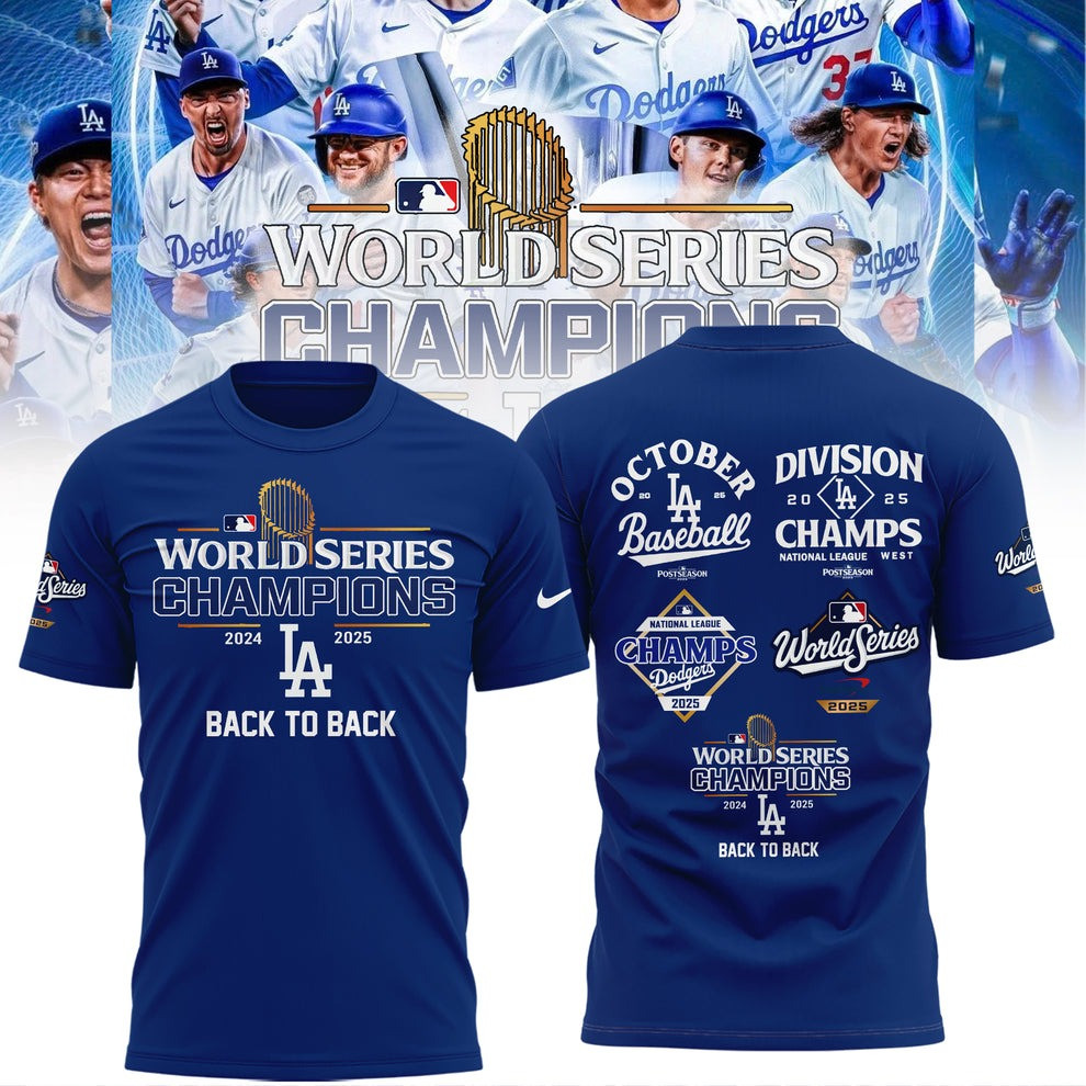 Dodgers World Series Champions T-Shirt Division Champs 2024 LA 2025 Back To Back Item Gifts-1