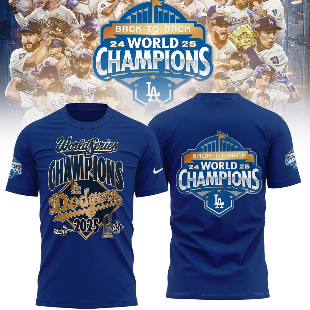 Dodgers World Series Champions T-Shirt LA Back To Back 24 World 25 Champions Present For Fan-1