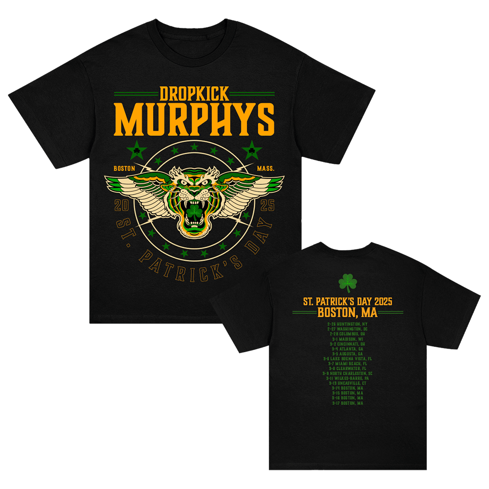 Dropkick Murphys Merch Dropkick Murphys St. Patrick's Day 2025 Tiger Tour T-Shirt Fans Gfts-1