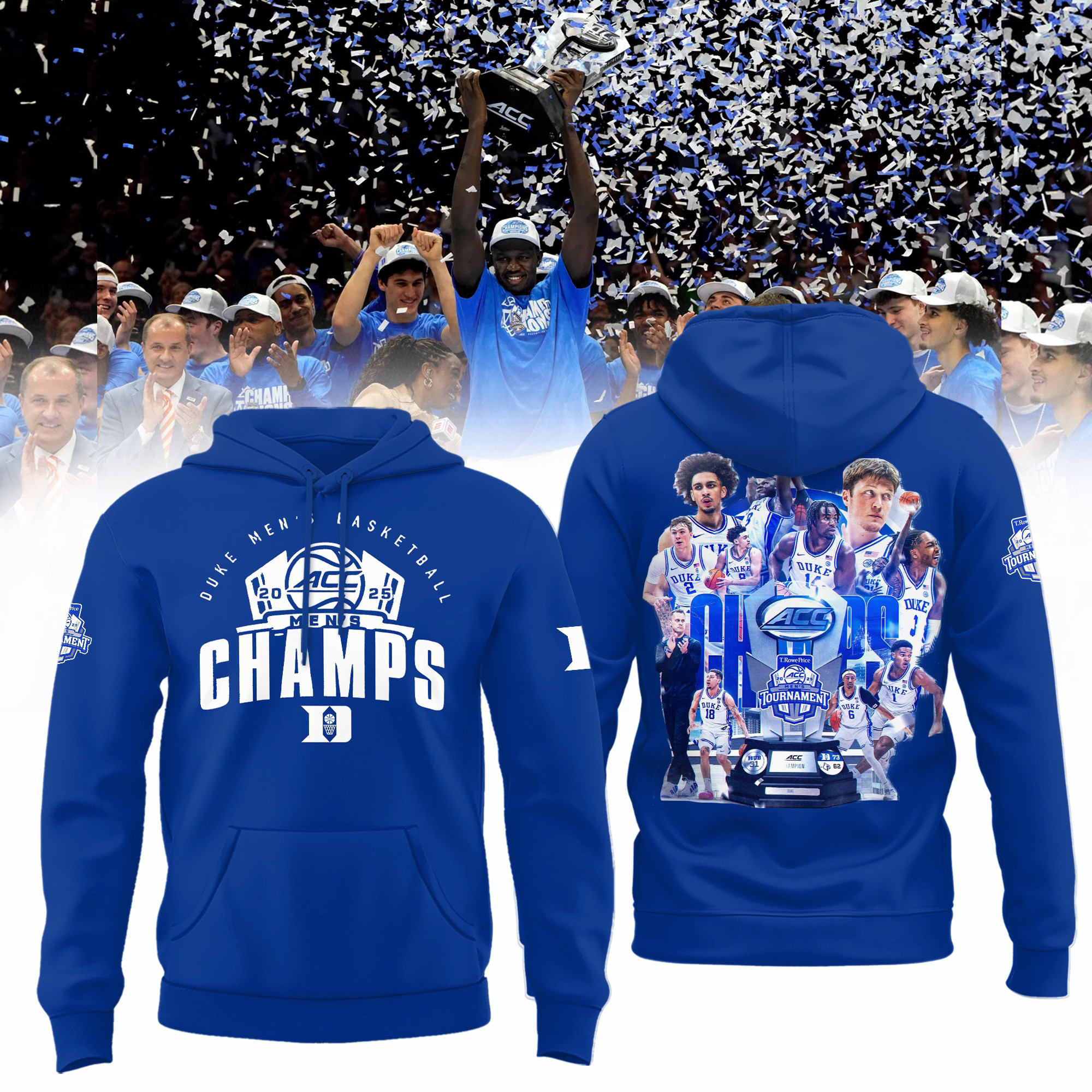 Duke ACC Championship Hoodie 2025 Duke Blue Devils ACC Champions Merch Hooded Sweatshirt-1