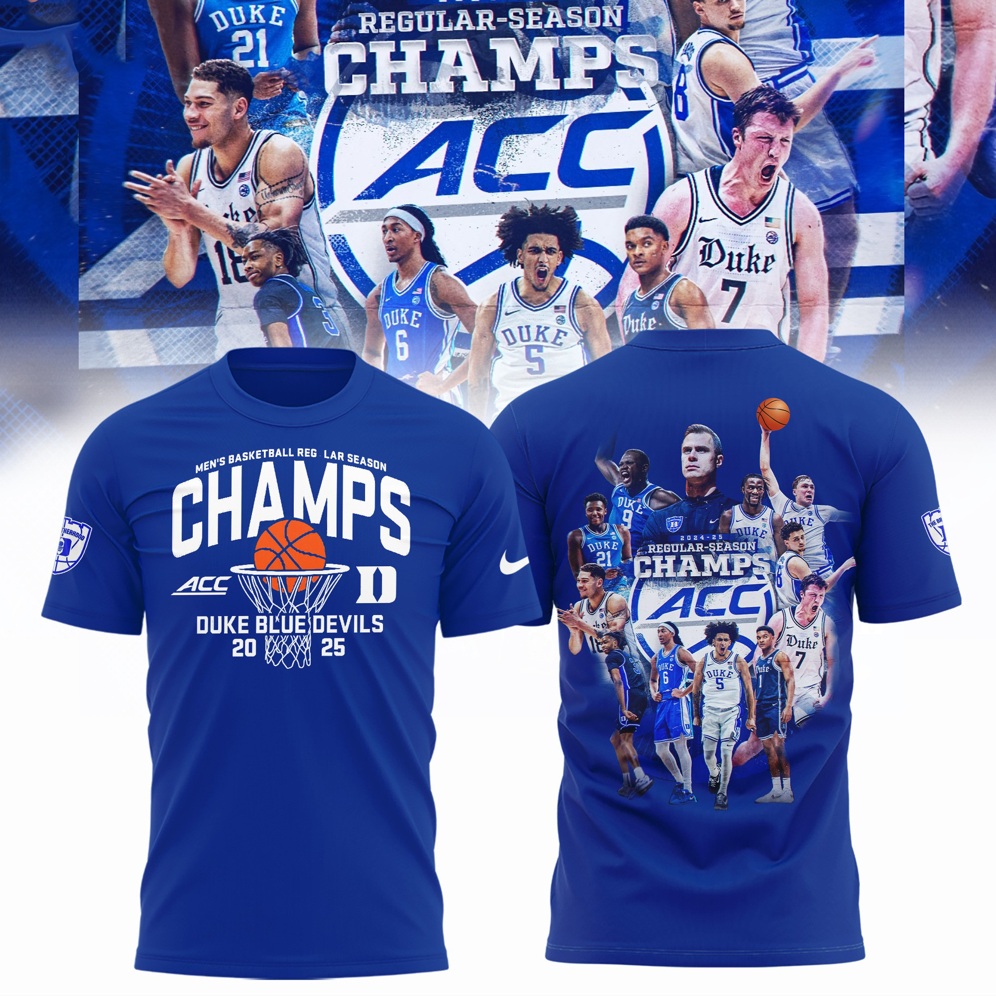 Duke ACC Championship Shirt Duke Blue Devils 2025 ACC Men's Basketball Regular Season Champions-1