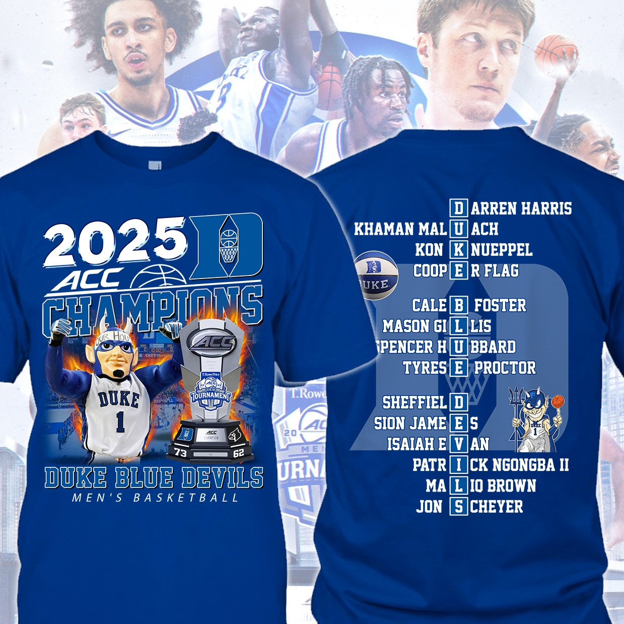 Duke ACC Championship T-Shirt 2025 Men's Basketball Duke Blue Devil Fan Best Gift Items-1