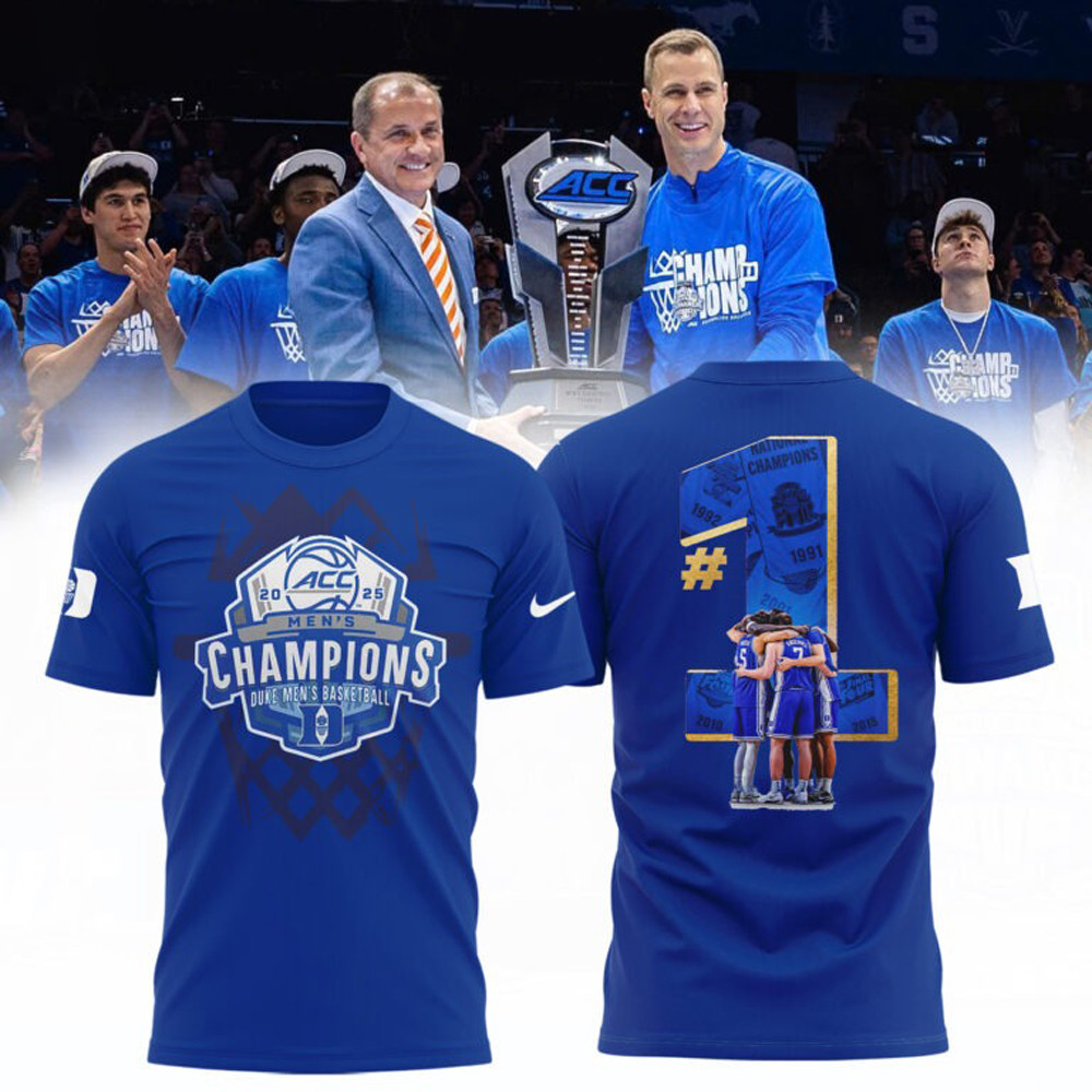 Duke Blue Devils 2025 ACC Men's Basketball Champions Shirt #1 Duke Championship Merch-1 Duke Blue Devils 2025 ACC Men's Basketball Champions Shirt #1 Duke Championship Merch-1