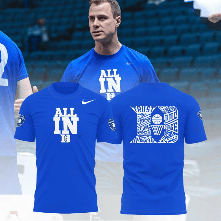 Duke Blue Devils Men's Basketball All In Shirt Duke ACC Championship T-Shirt 2025-1
