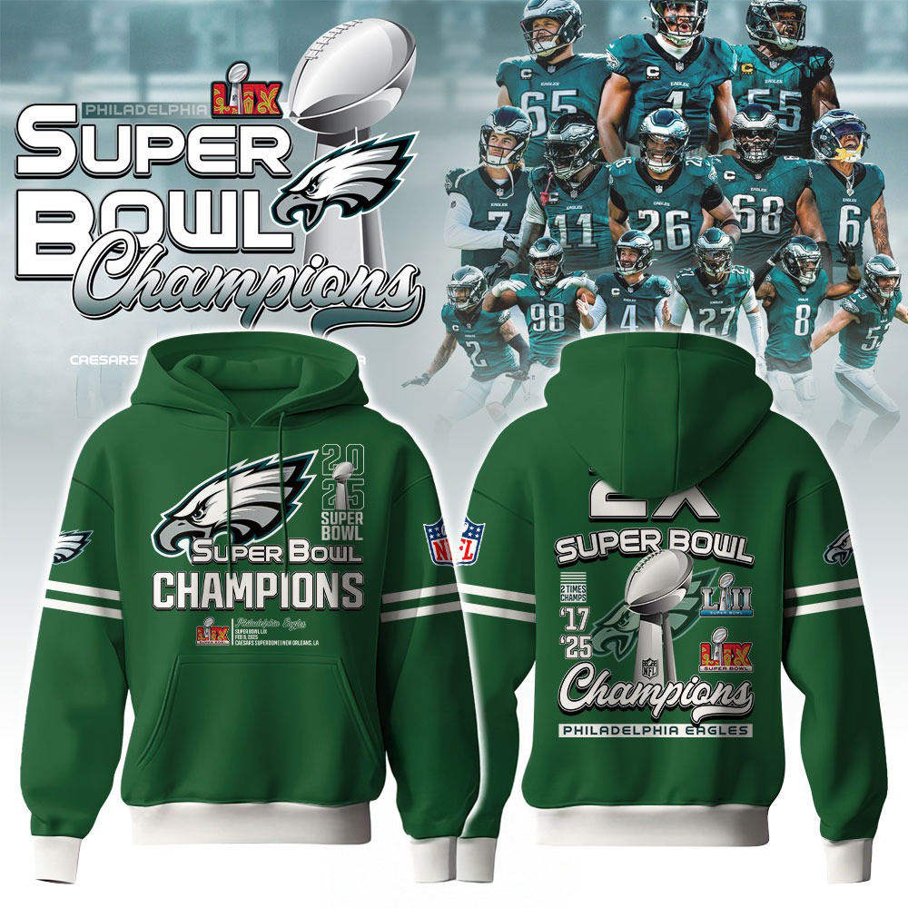 Eagles National Super Bowl Champions 2025 Hoodie Philadelphia Eagles Hooded Sweatshirt-1