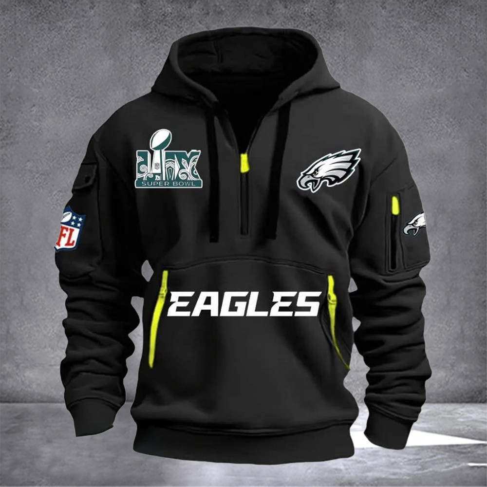 Eagles National Super Bowl Champions Quarter Zip Hoodie NFL Philadelphia Eagles Merch Gifts-1