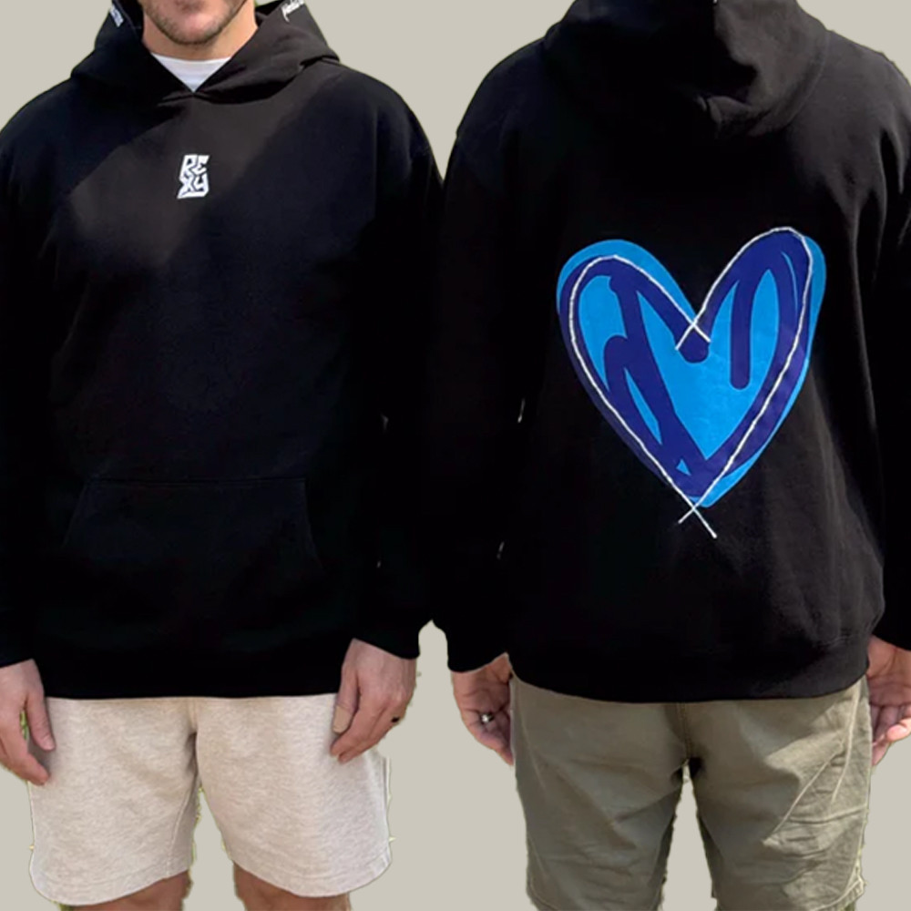 Edm X Rexy Merch Hoodie Blue Heart Shape Streetwear Clothing Gifts For Edm Lovers-1