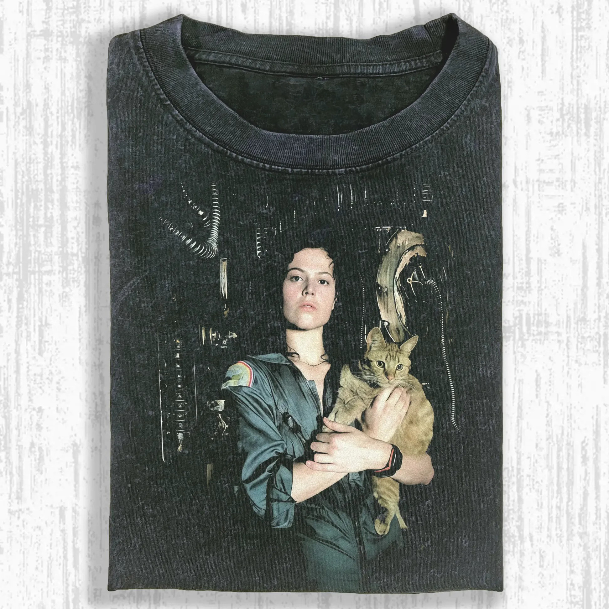 Ellen Ripley With The Cat Jonesy Aliens T-Shirt Movie Themed Best Gifts For Fans-1