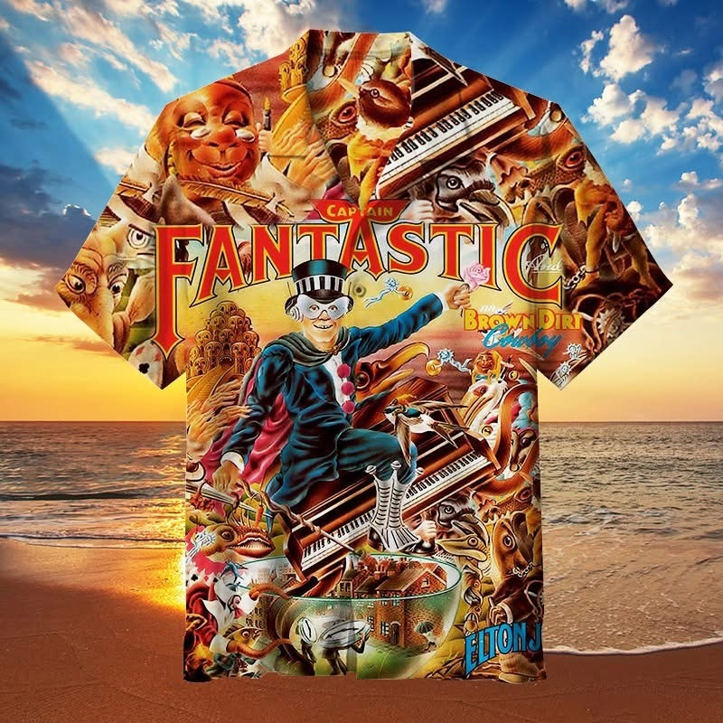 Elton John Captain Fantastic The Brown Dirt Cowboy Hawaiian Shirt Fan Merch Apparel-1