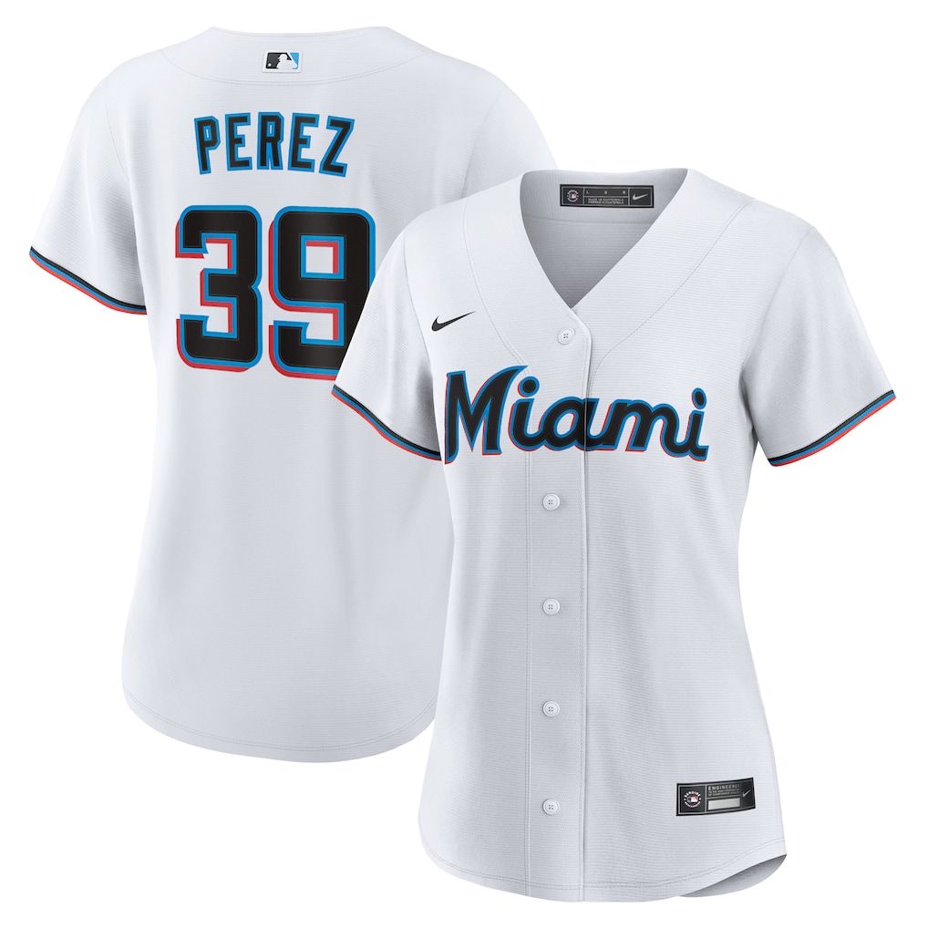 Eury Perez Miami Marlins Nike Women's Home Replica Jersey - White-1 Eury Perez Miami Marlins Nike Women's Home Replica Jersey - White-1
