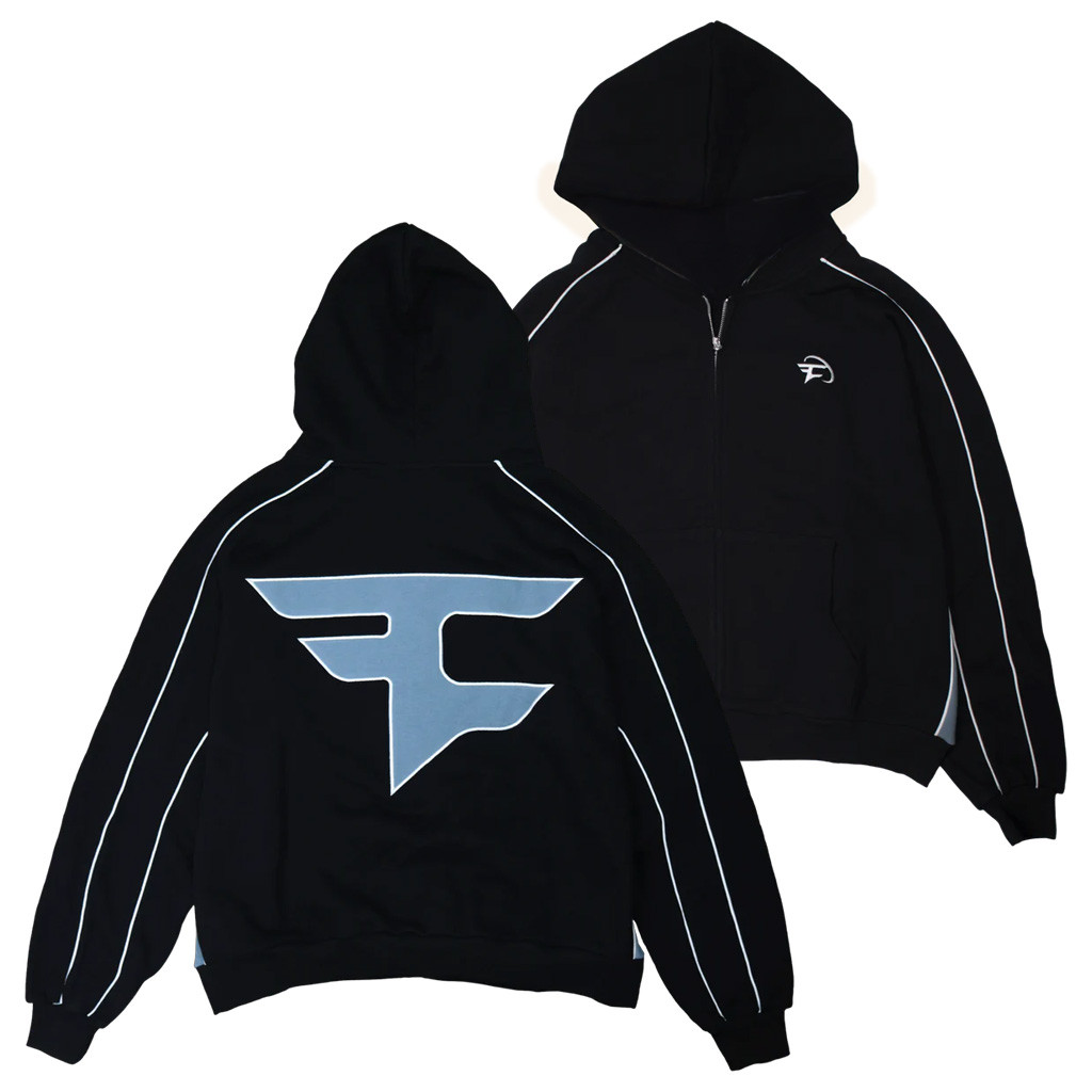 FaZe Clan Merch Black Paneled Zip Up Hoodie Christmas Gift Ideas For Boyfriend-1