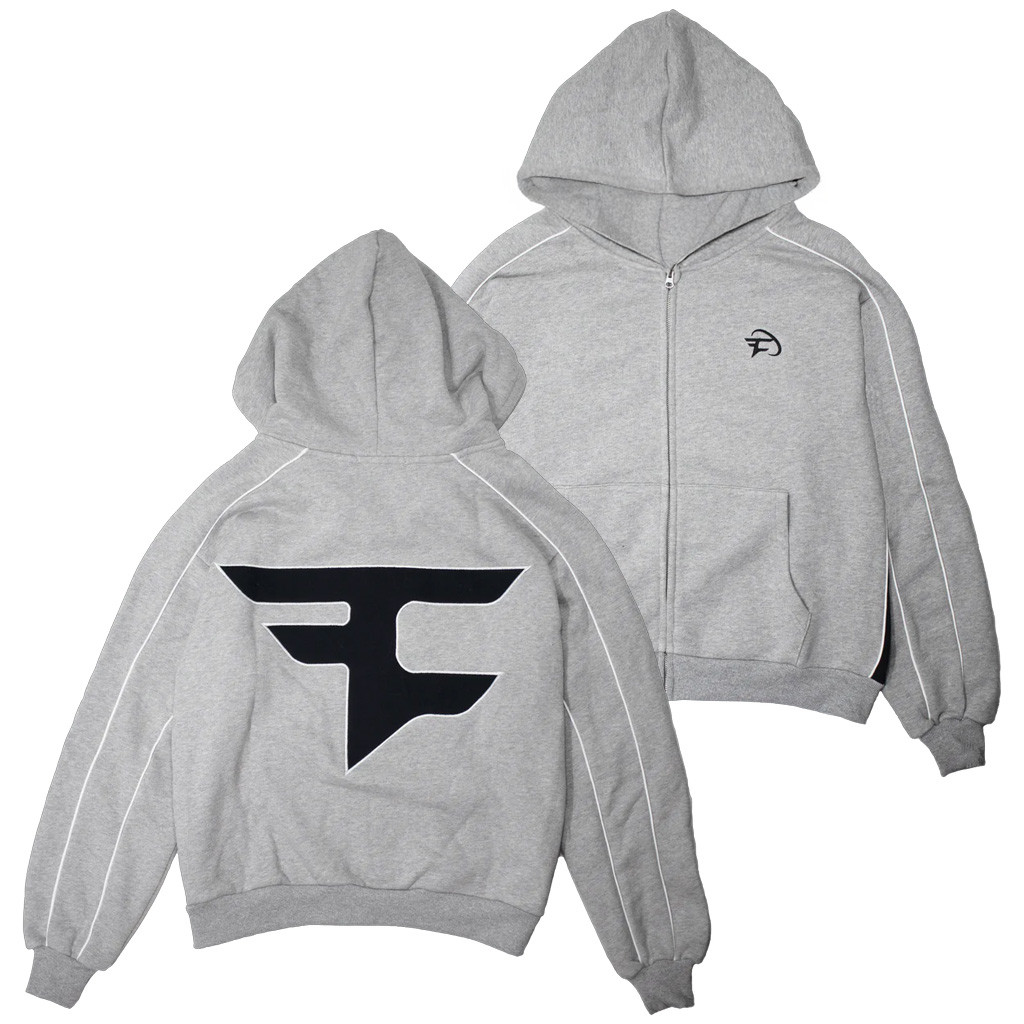 FaZe Clan Merch Heather Paneled Zip Up Hoodie Unique Christmas Gifts For Him-1