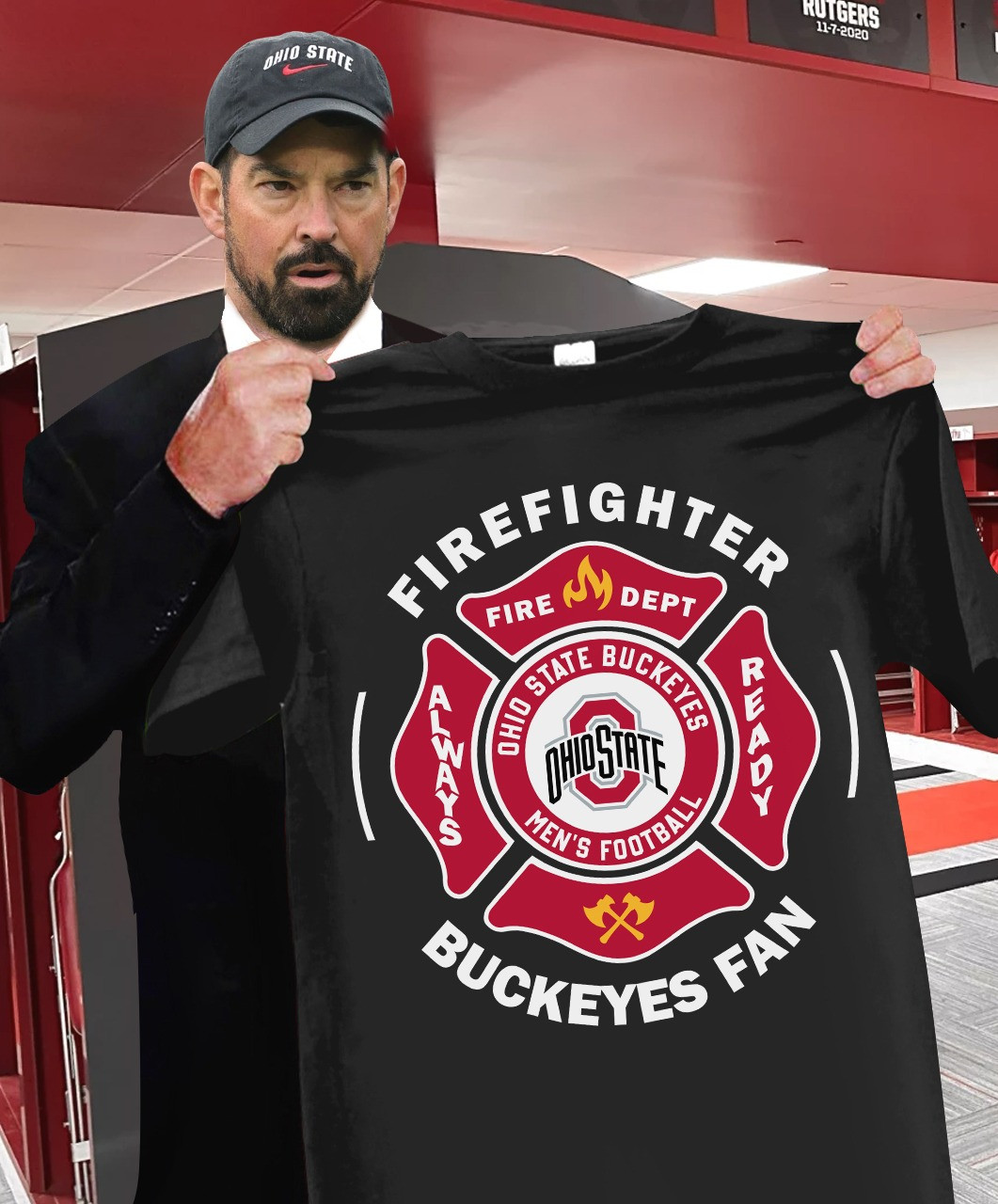 Firefighter Ohio State Buckeyes Fan T-Shirt Ohio State Buckeyes Football Fan Merch Clothing-1