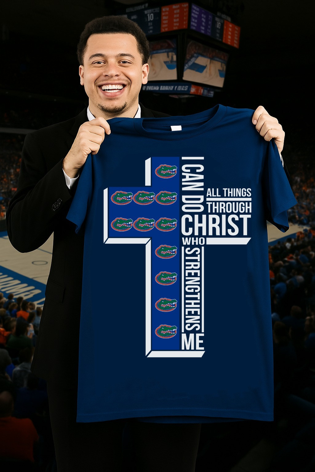 Floral Gators Faith Shirt I Can Do All Things Through Christ Who Strengthens Me Fan Gifts-1