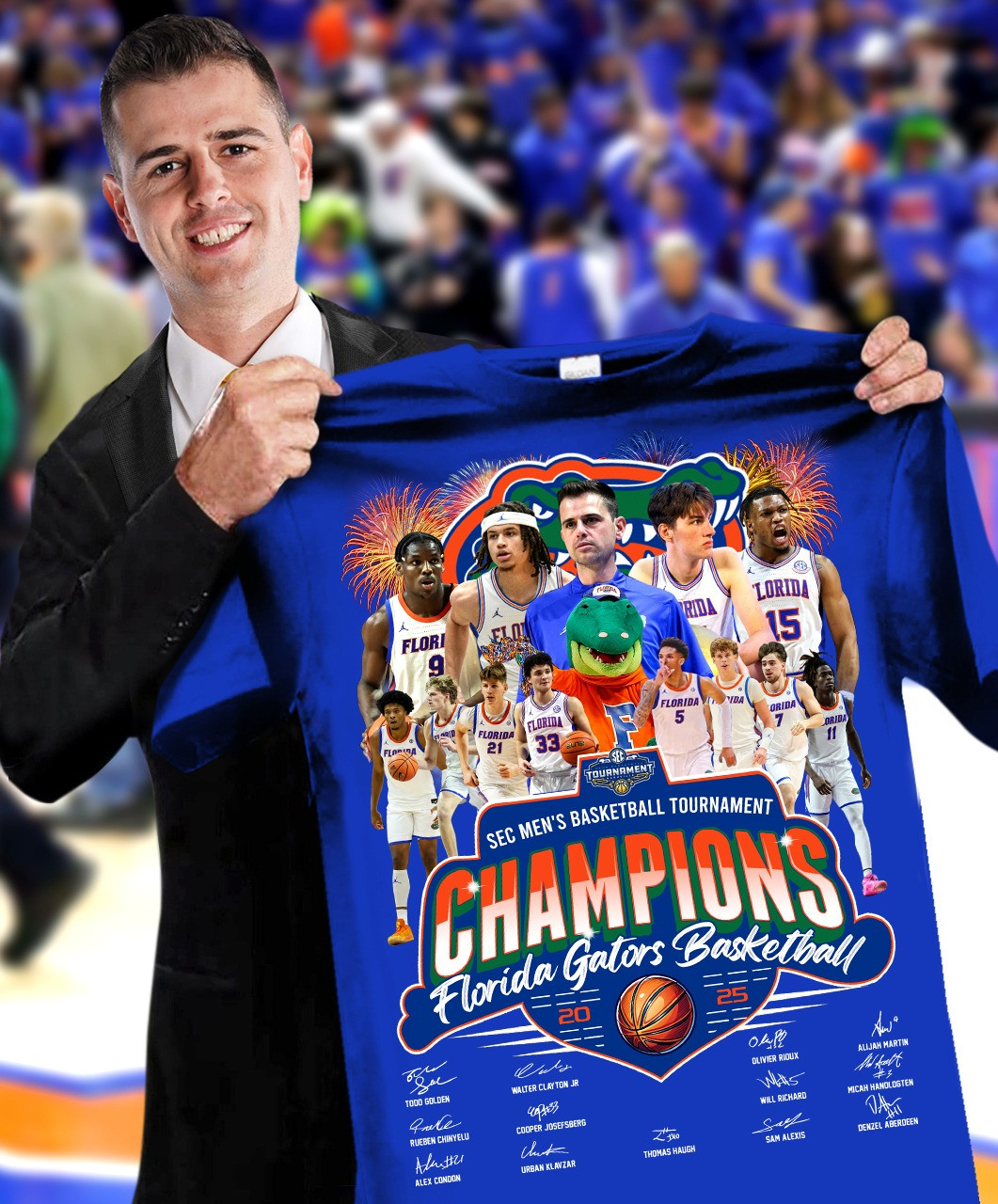 Florida Gators Men's Basketball SEC Champions Shirt 2025 Florida Gators Championship Tee-1