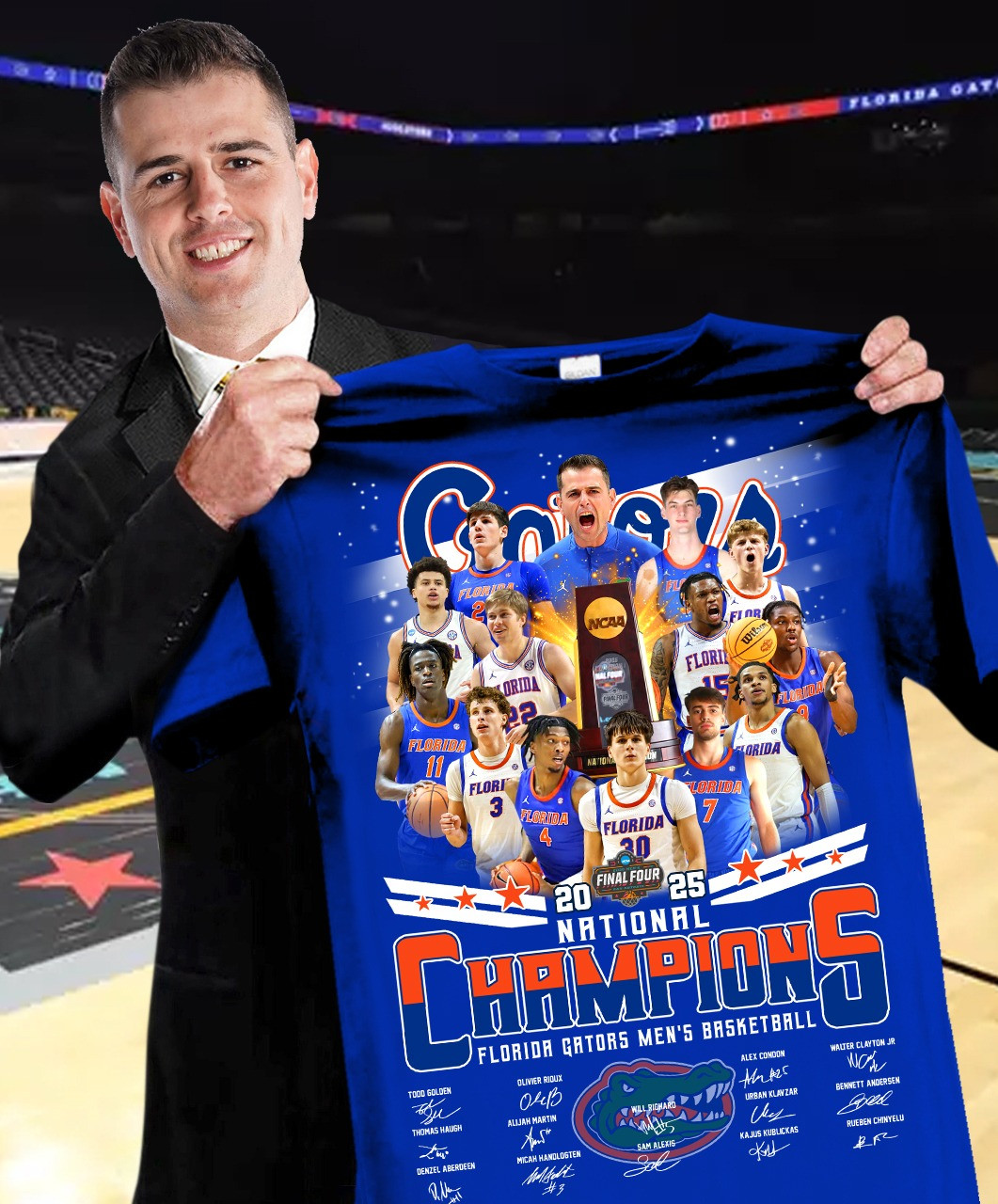 Florida Gators National Champions 2025 T-Shirt Men's Basketball Fan Father's Day Gifts-1
