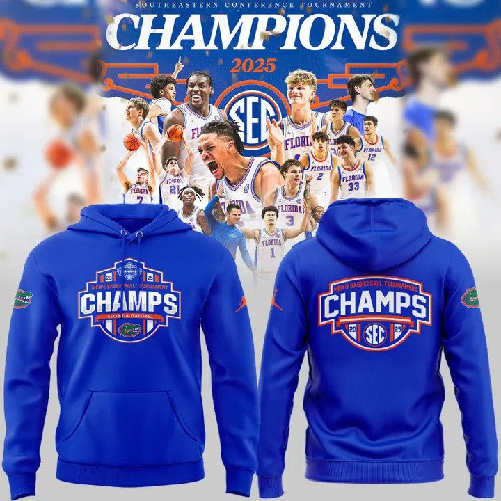 Florida Gators SEC Men's Basketball Champions 2025 Hoodie Championship Fan Merch Clothing-1