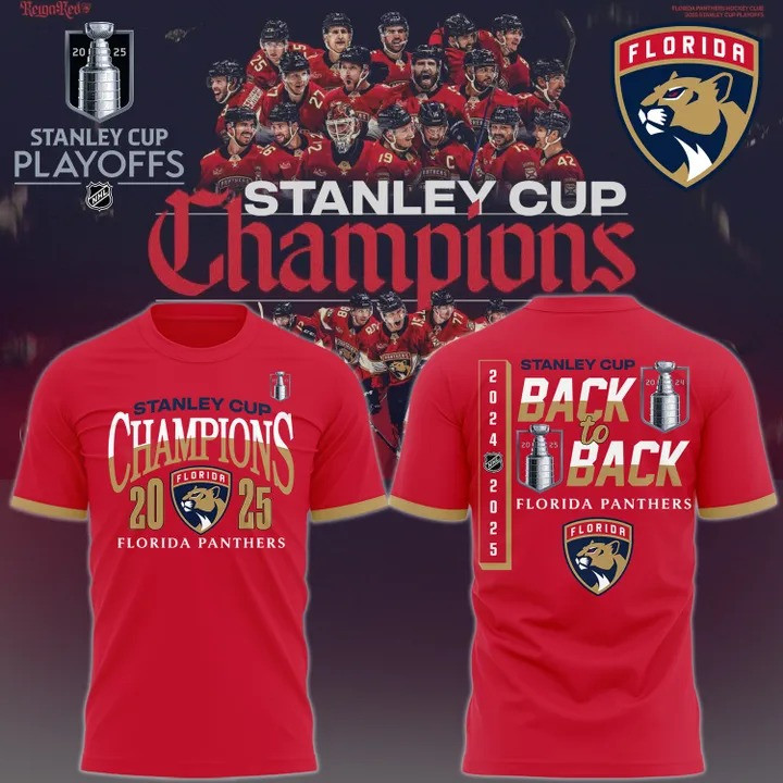 Florida Panthers 2024 2025 Stanley Cup Champions Shirt Back To Back Hockey Special Merch-1 Florida Panthers 2024 2025 Stanley Cup Champions Shirt Back To Back Hockey Special Merch-1