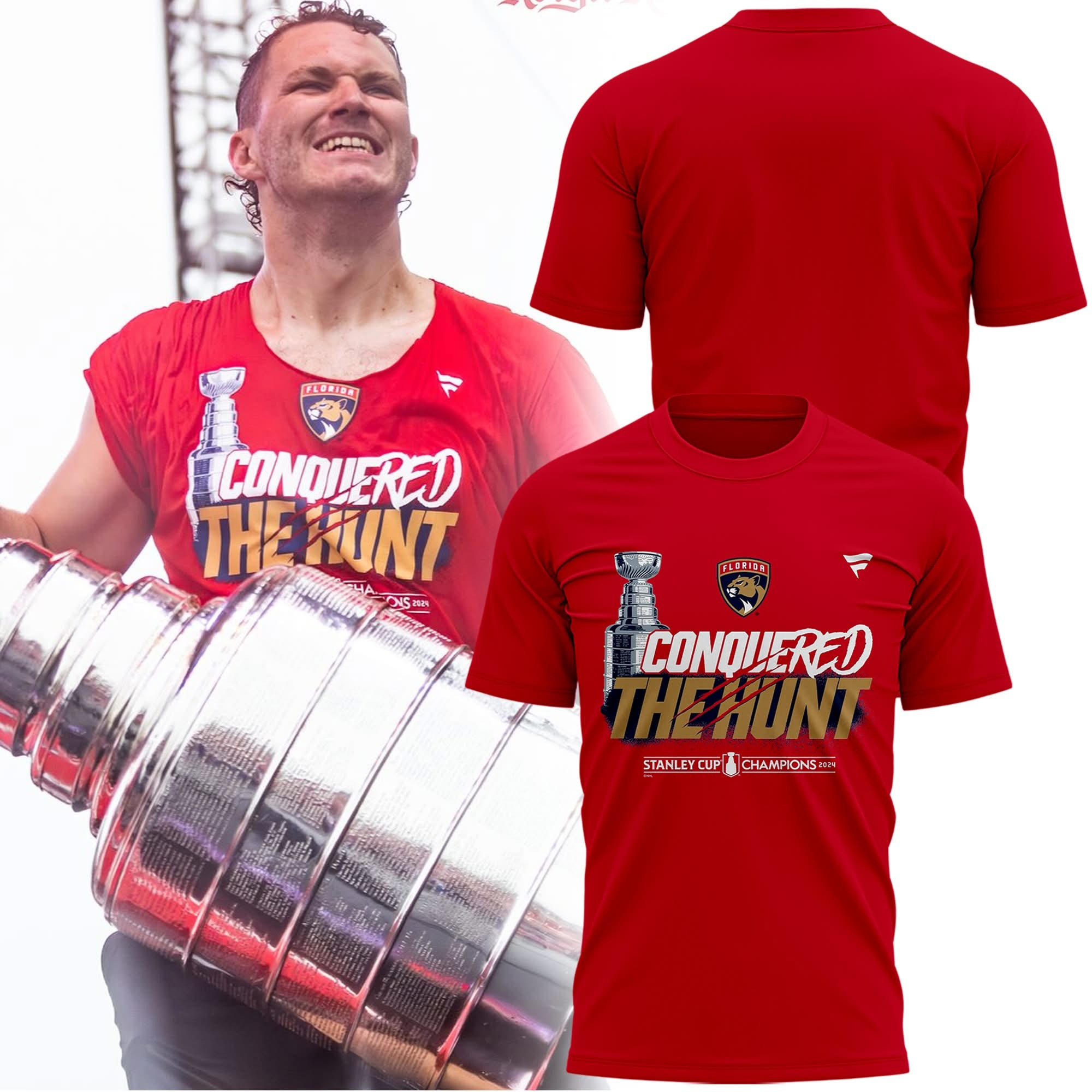 Florida Panthers 2025 Stanley Cup Champions Parade T-Shirt Red Hockey Merch Fan Clothing-1