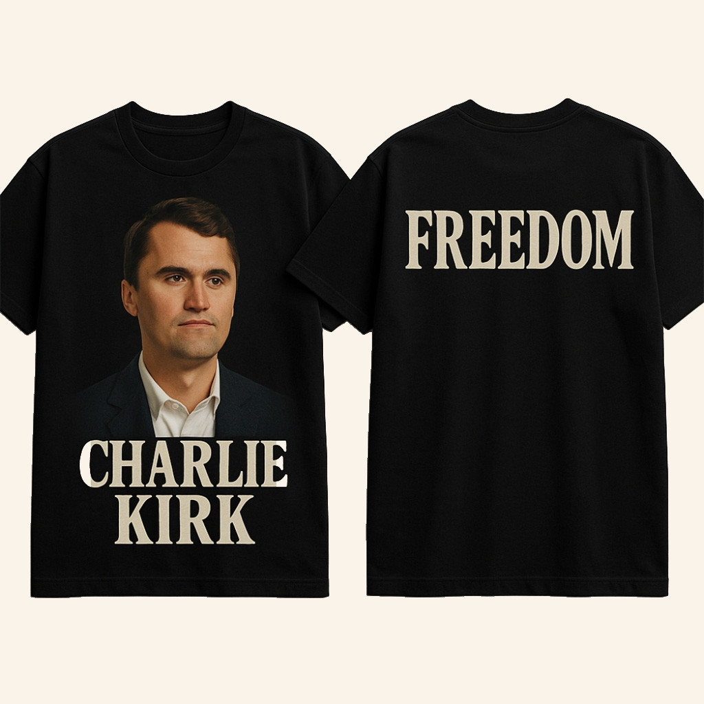 Freedom Shirt Charlie Kirk Merch Black Charlie Kirk Shirt Patriotic Gifts For Dad-1