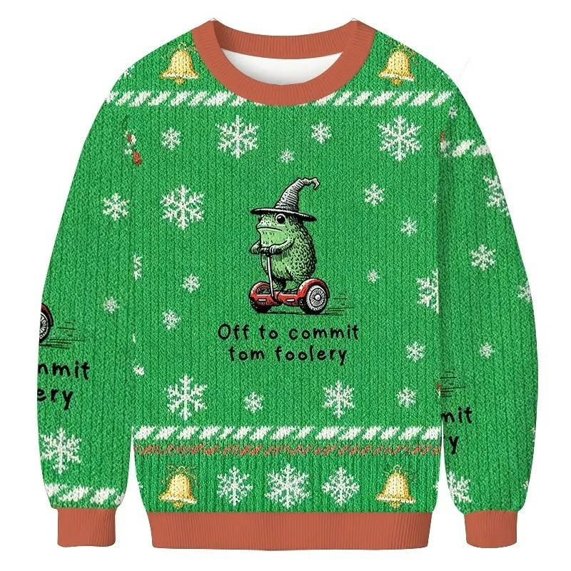 Frog Off To Commit Tom Foolery Ugly Christmas sweater Funny Cute Xmas Sweater 2025 Gifts-1