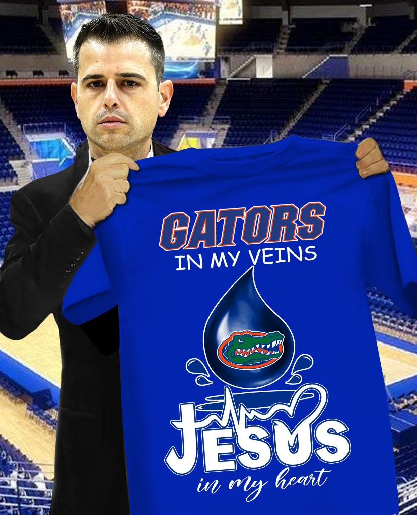 Gators In My Vein Jesus In My Heart Shirt Gifts For Florida Gators Fans Father's Day-1