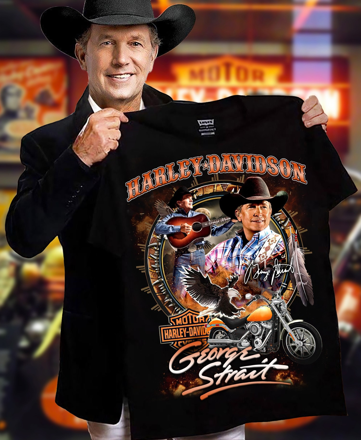 George Strait Harley Davidson Shirt Country Music Lovers Gifts For George Strait Fans-1