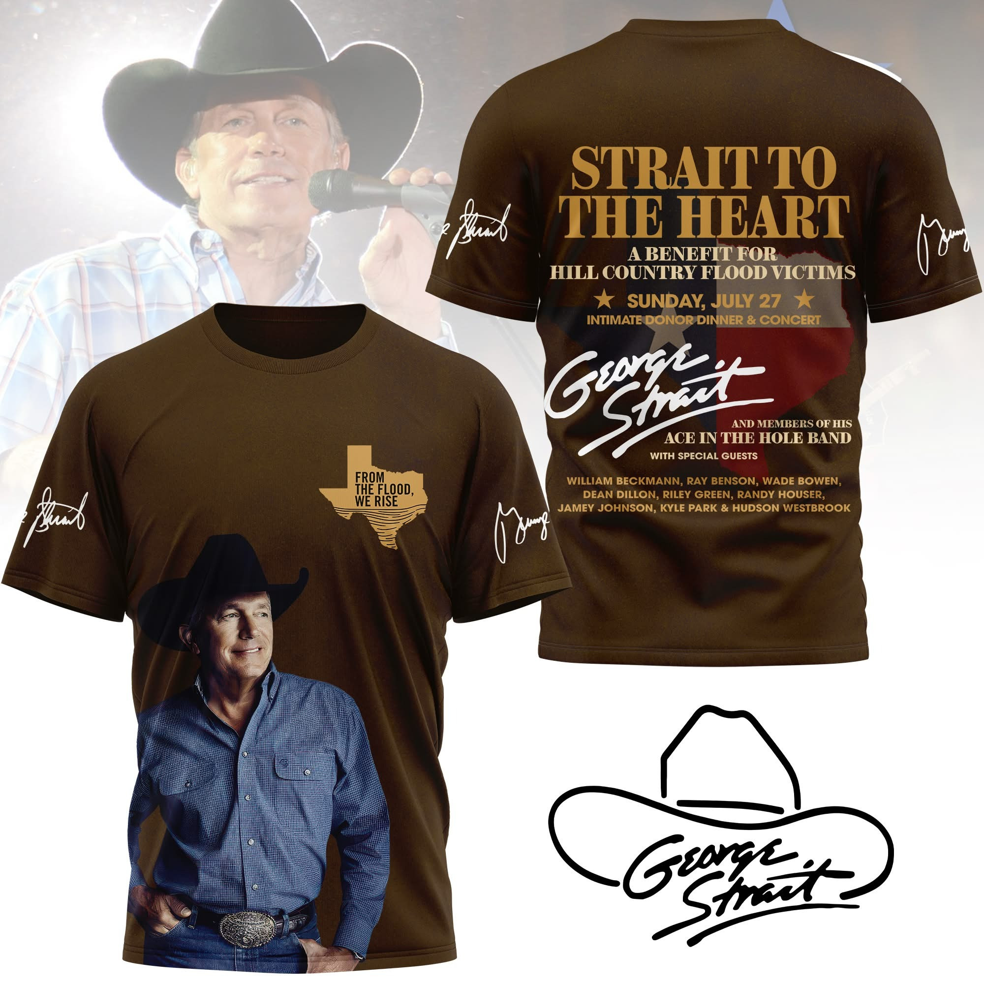 George Strait Merch Texas Strong Strait To The Heart T-Shirt From The Blood We Rise-1