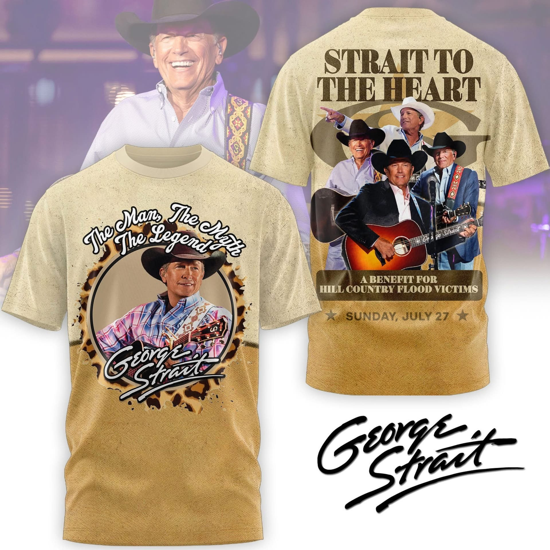George Strait Merch Texas Strong Strait To The Heart T-Shirt Gifts For Country Music Lovers-1