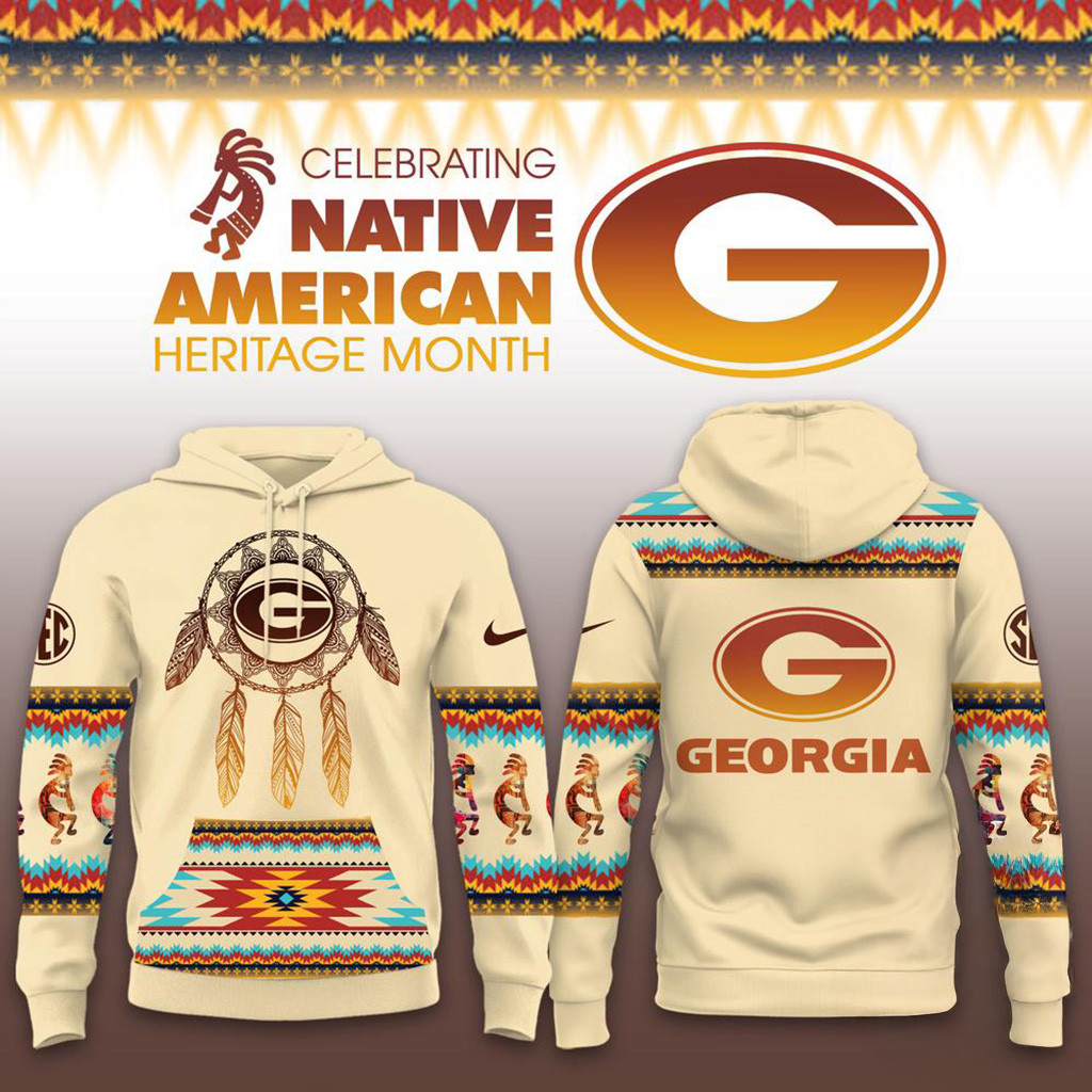 Georgia Bulldogs 2025 NCAA Native American Heritage Hoodie Bulldogs Merch Dad Christmas Gifts-1
