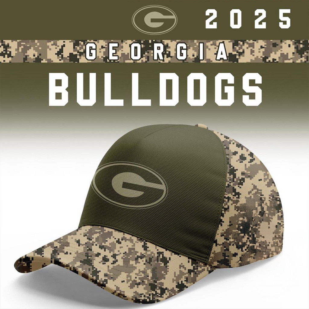 Georgia Bulldogs 2025 NCAA Salute To Service Camo Hat Bulldogs Merch Gifts For Father-1