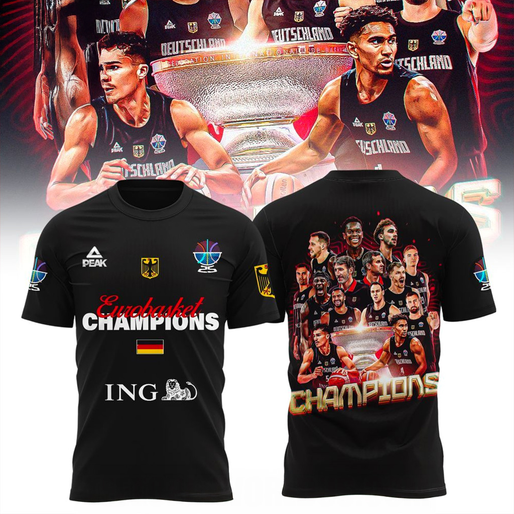 Germany Eurobasket Champions 2025 Black T-Shirt Fan Merch Best Gift For Him-1