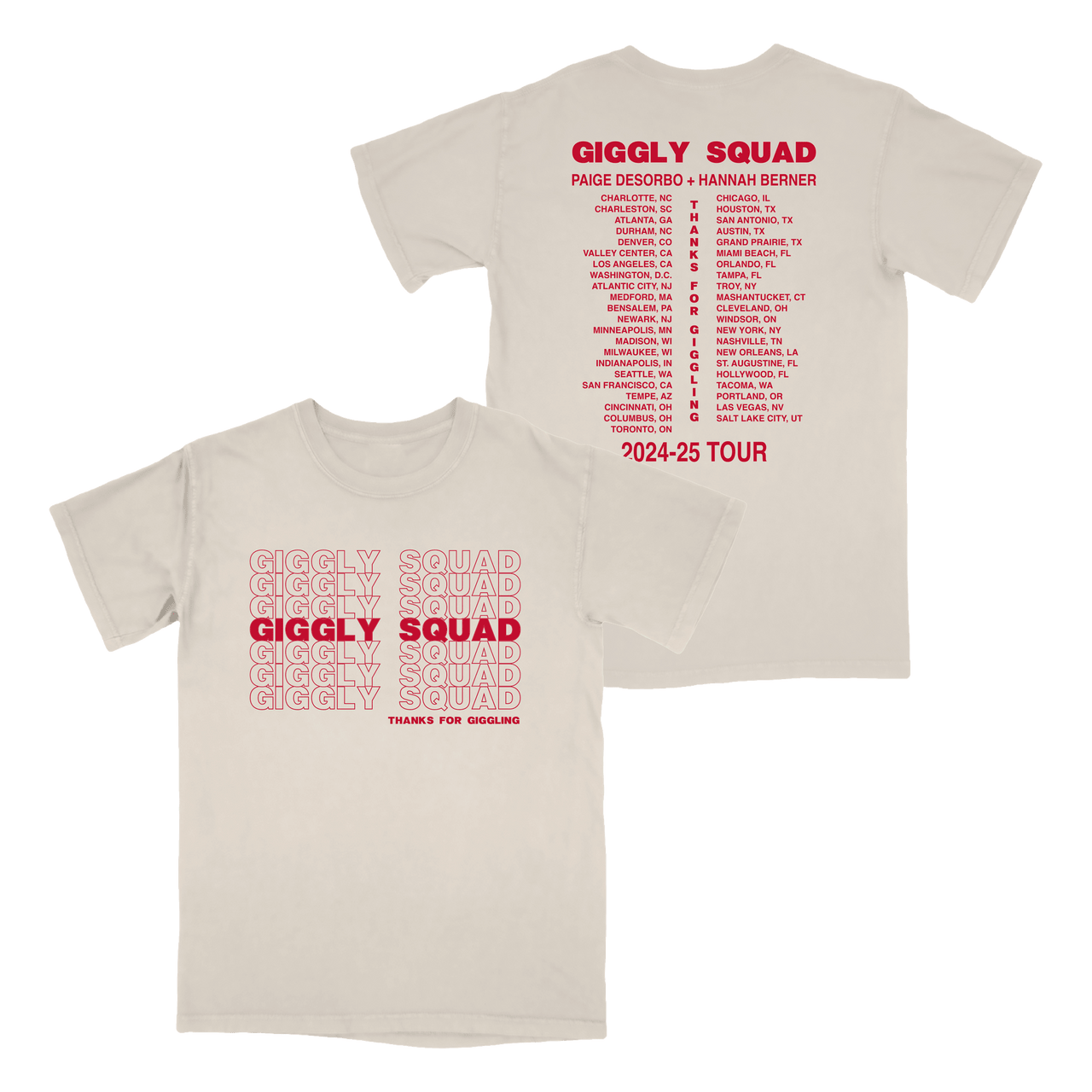 Giggly Squad Merch T-Shirt Thank You For Giggling 2024 2025 Tour Merchandise Gifts-1