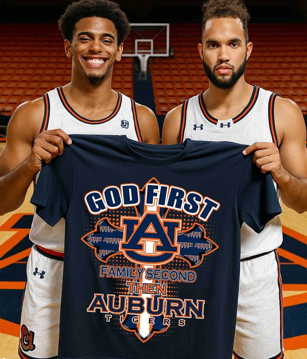 God First Family Second Then Auburn Tigers T-Shirt Best Gifts For Fans Father's Day Ideas-1