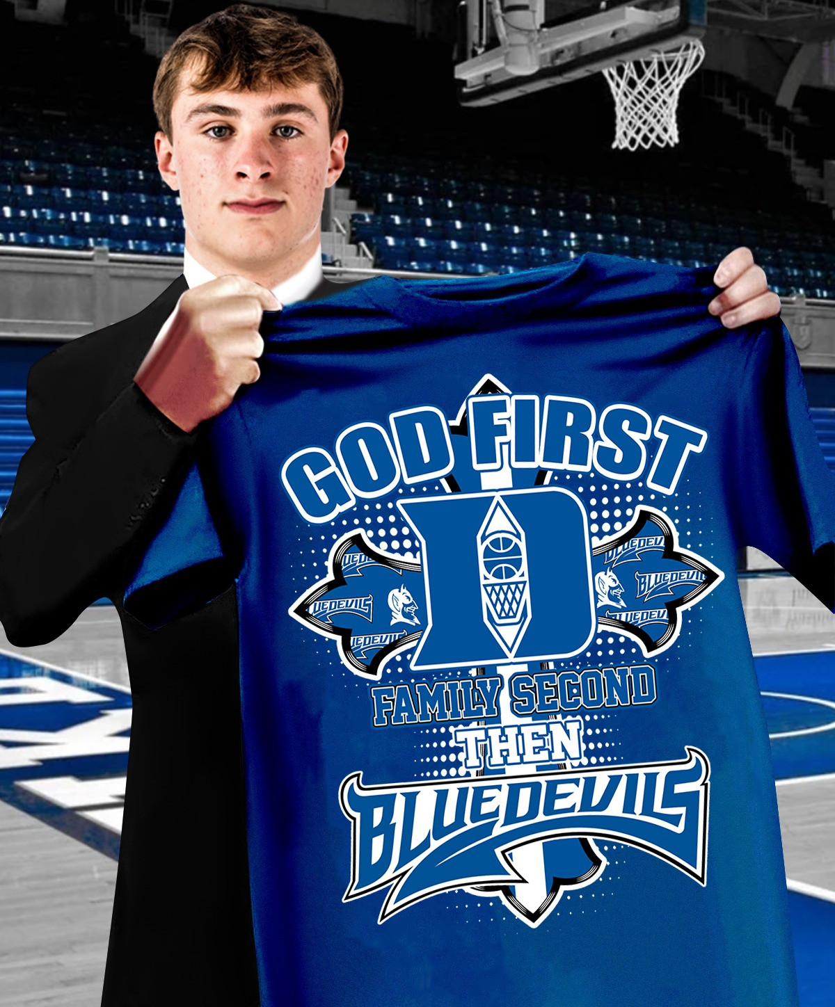God First Family Second Then Duke Basketball Shirt Best Gifts For Duke Blue Devils Fans-1