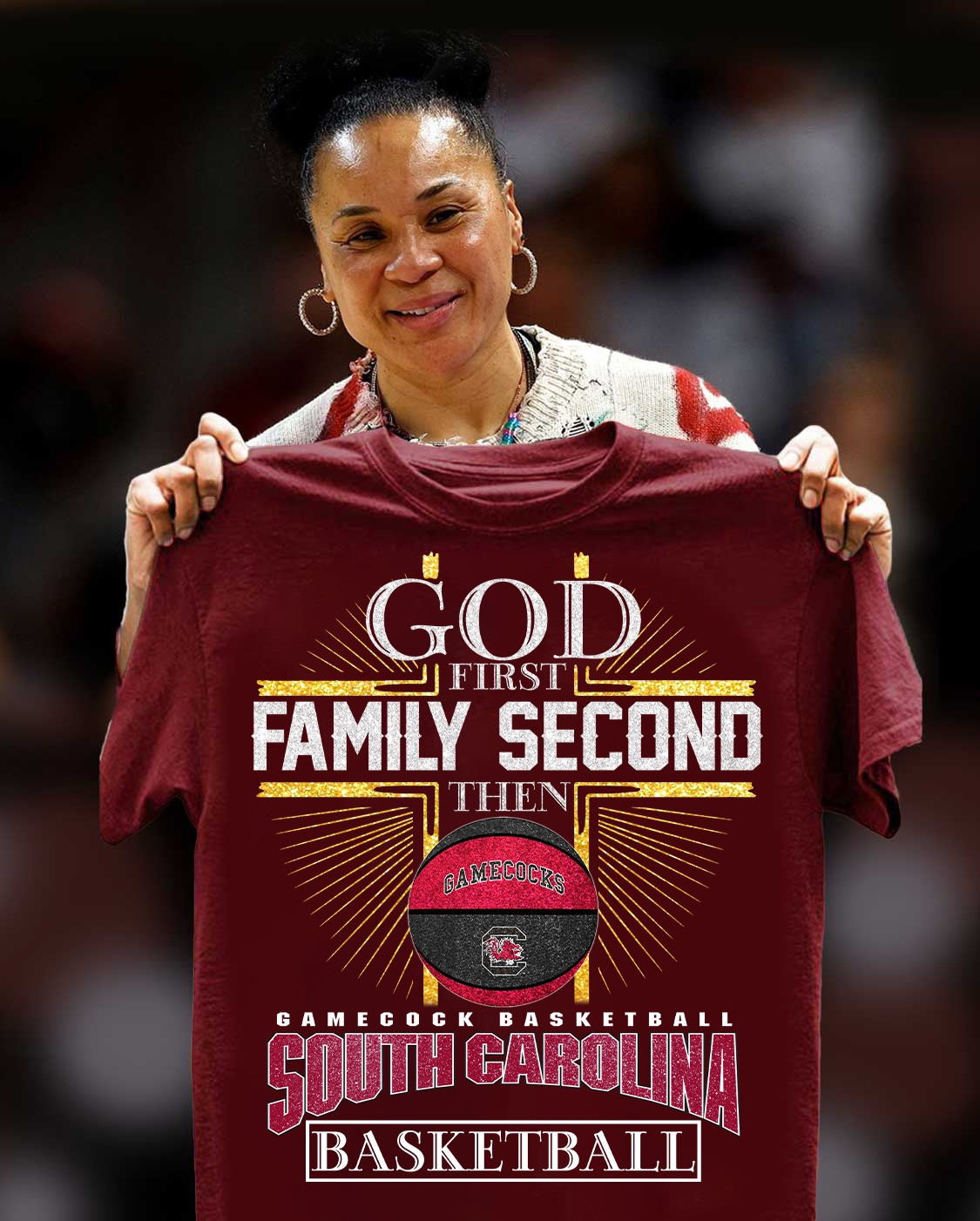 God First Family Second Then Gamecock South Carolina Basketball Shirt Gifts For Fans-1