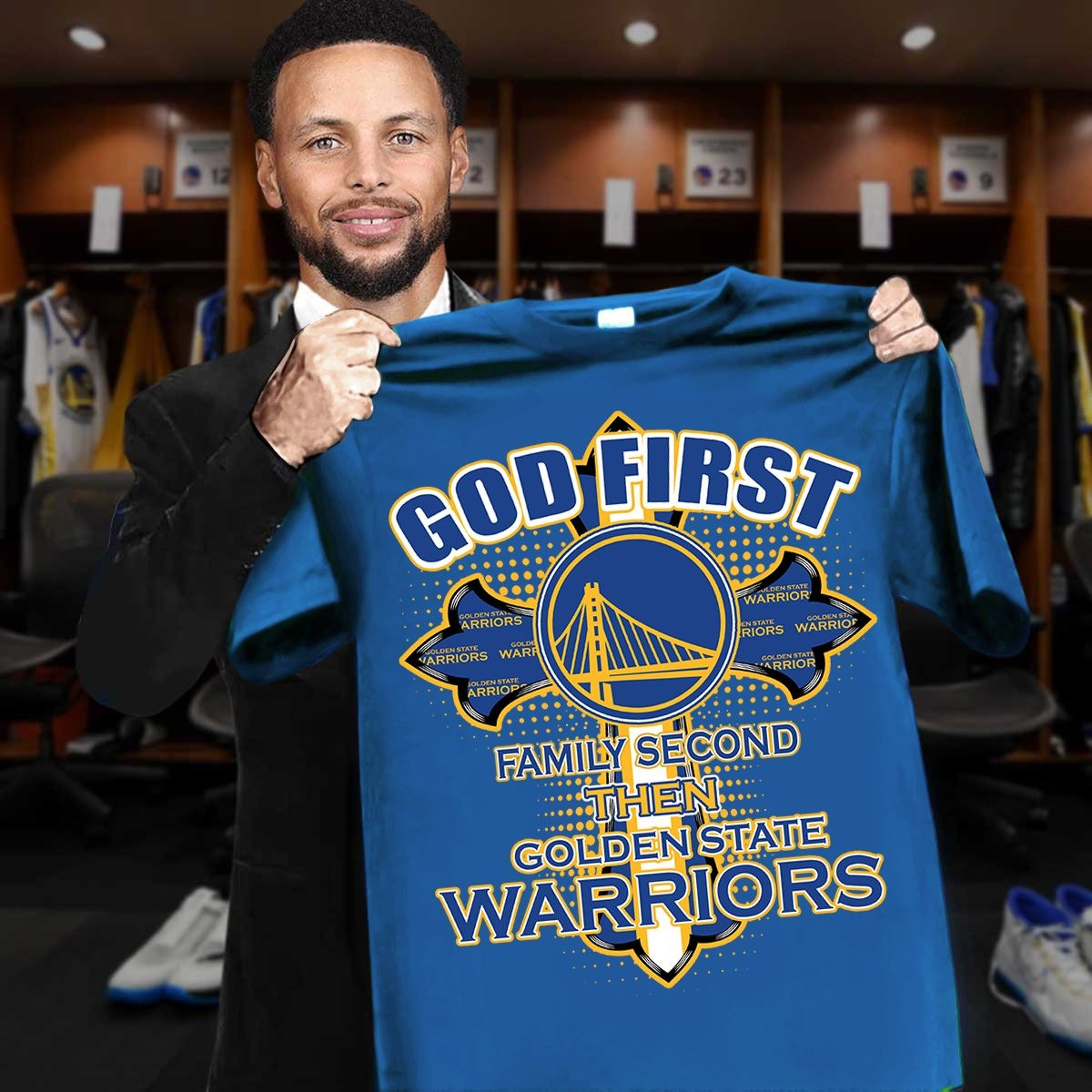 God First Family Second Then Golden State Warriors Shirt Gifts For Fans Father's Day Idea-1