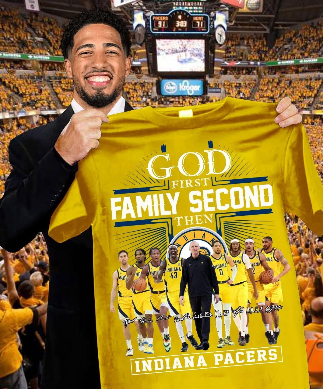 God First Family Second Then Indiana Pacers Shirt Merch Basketball Fan Gifts For Him Her-1