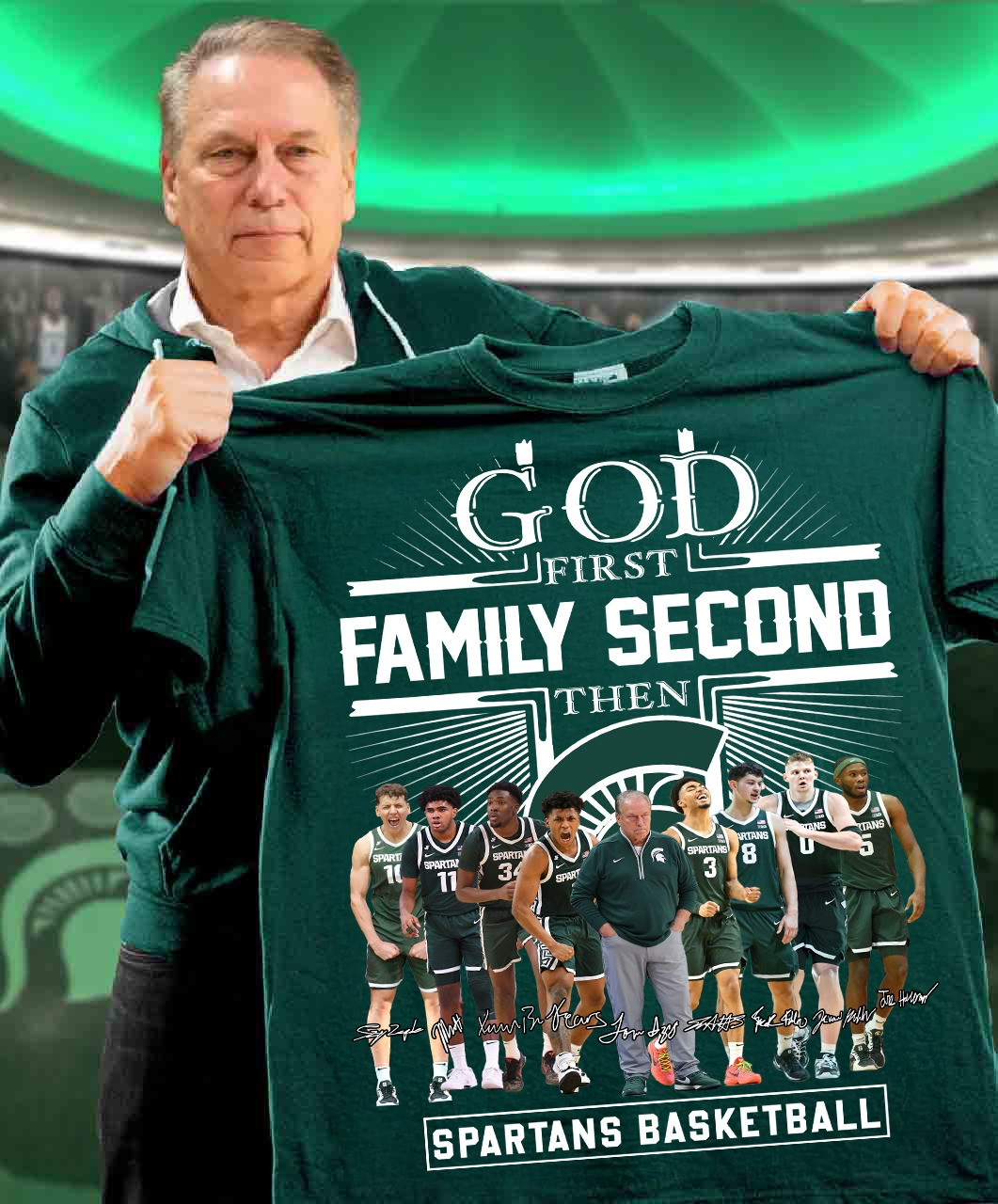 God First Family Second Then Michigan State Basketball Shirt Gifts For Spartans Fans-1